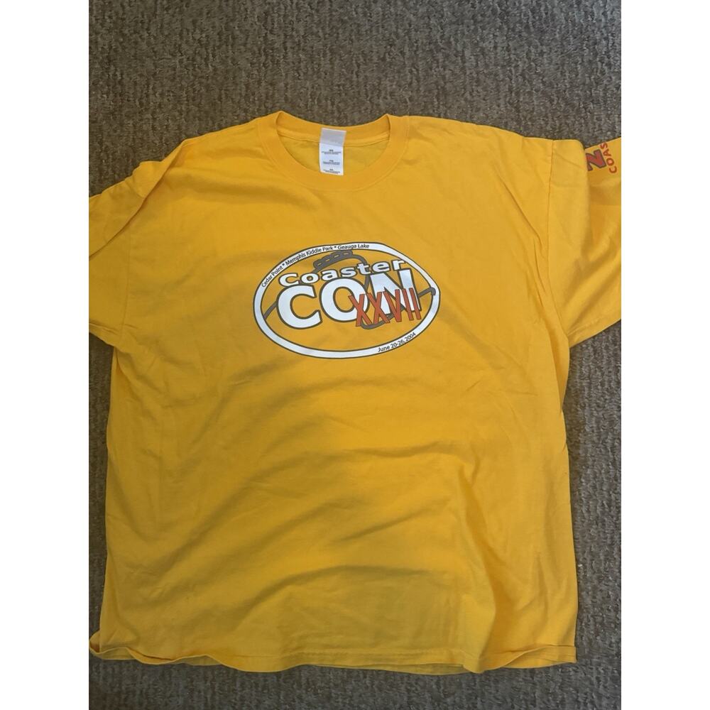 Coaster Con XXVII 2004 T-Shirt Cedar Point Geauga Lake ACE Event XXL Yellow